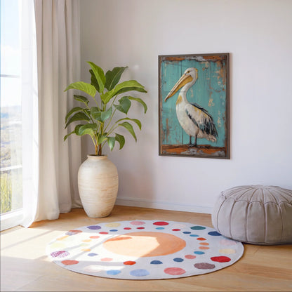 Coastal Bird Pelican Turquoise Doorway in room