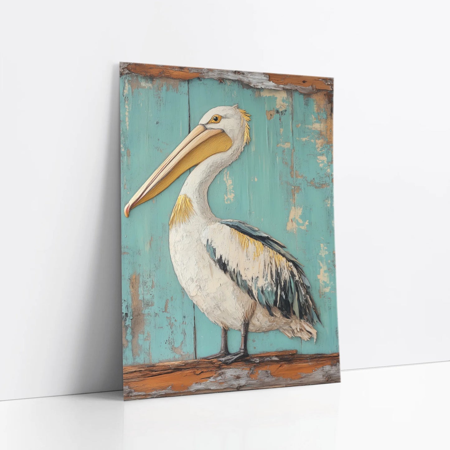 Coastal Bird Pelican Turquoise Doorway art print