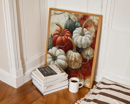 Pumpkin Still Life Seven Weathered Gourds in room