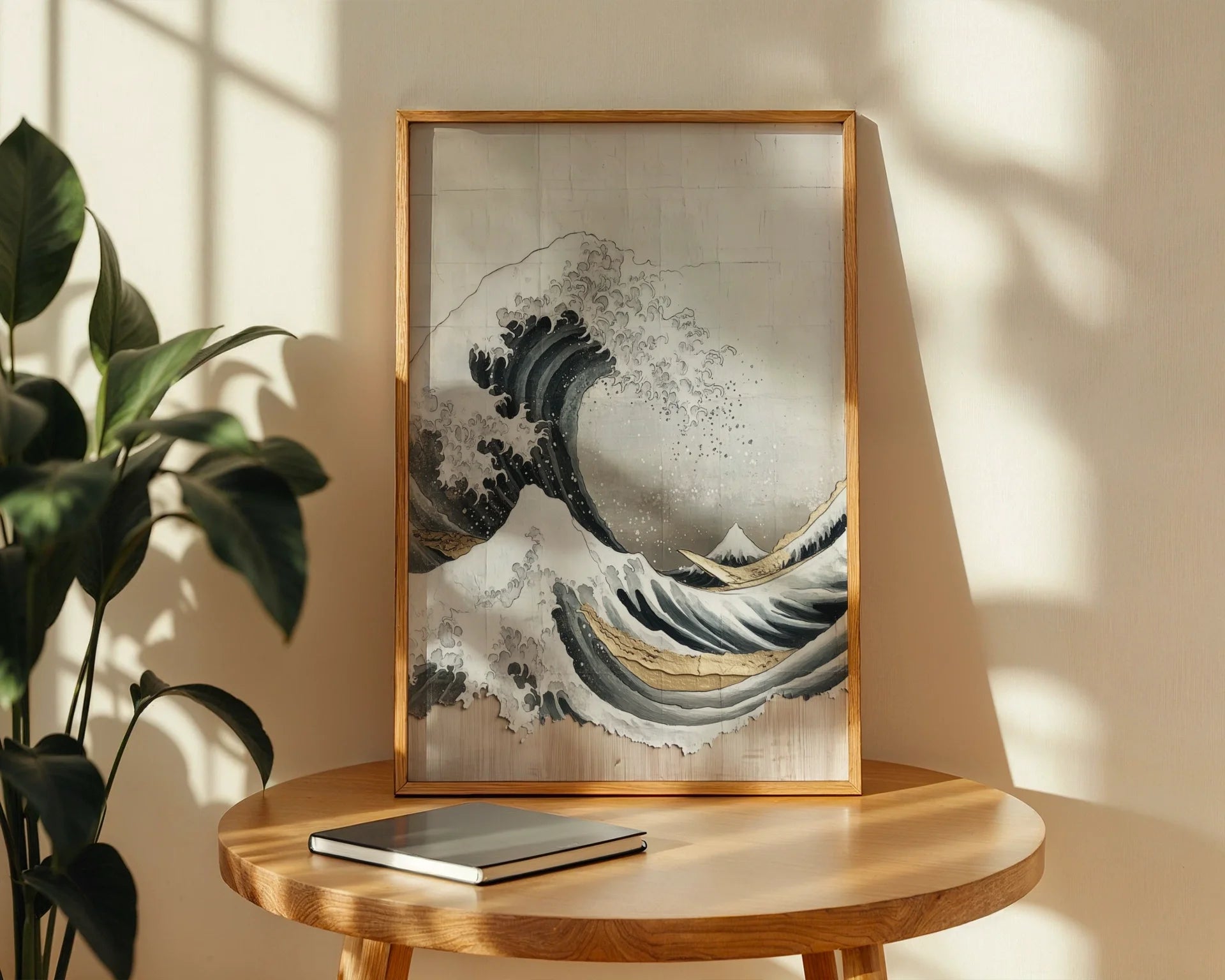 Japanese Wave Art Hokusai Inspired Weathered in room