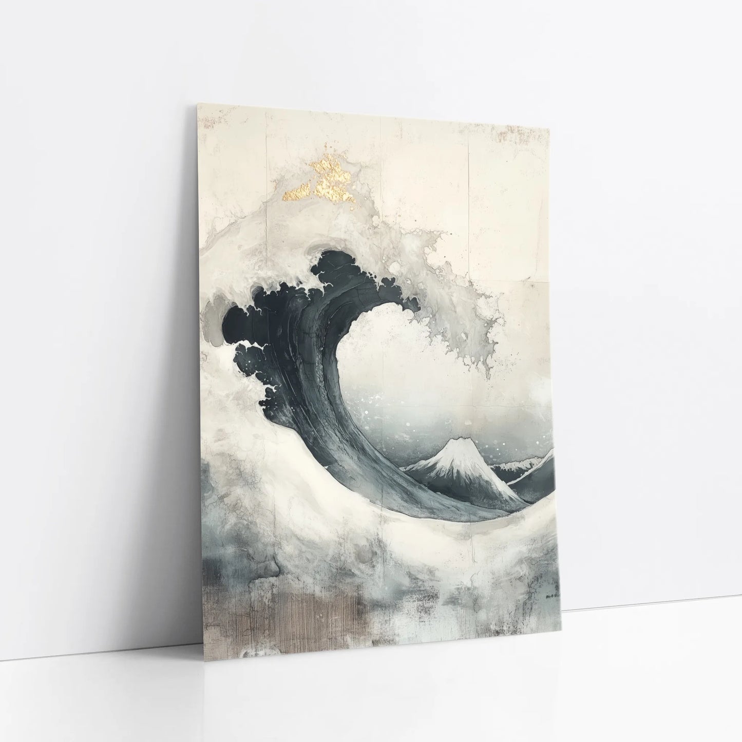 Japanese Wave Art Indigo Mount Fuji Japandi art print