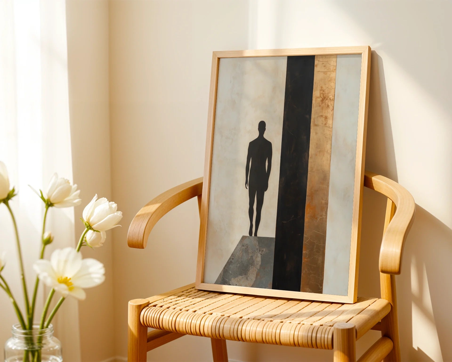 Minimalist Figure Silhouette Charcoal Void in room