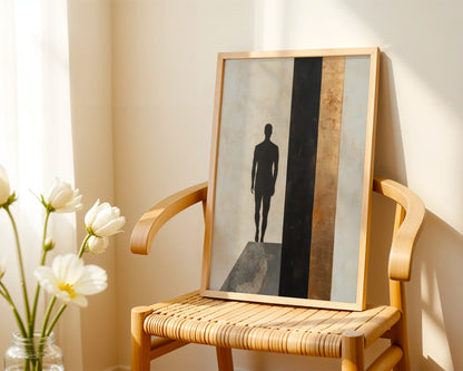 Minimalist Figure Silhouette Charcoal Void in room