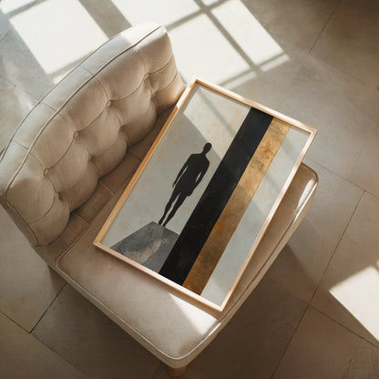 Minimalist Figure Silhouette Charcoal Void Canvas Wall Art — Gallery-worthy figure study canvas featured in curated interior with museum-inspired home decor