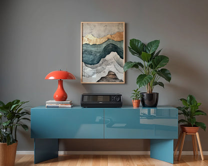 Geological Layers Earth Tone Textured in room