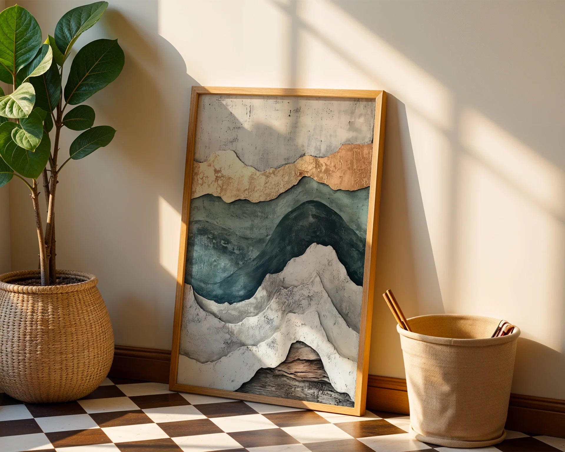 Geological Layers Earth Tone Textured in room