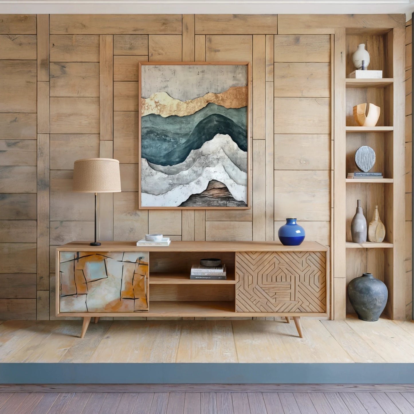 Geological Layers Earth Tone Textured in room
