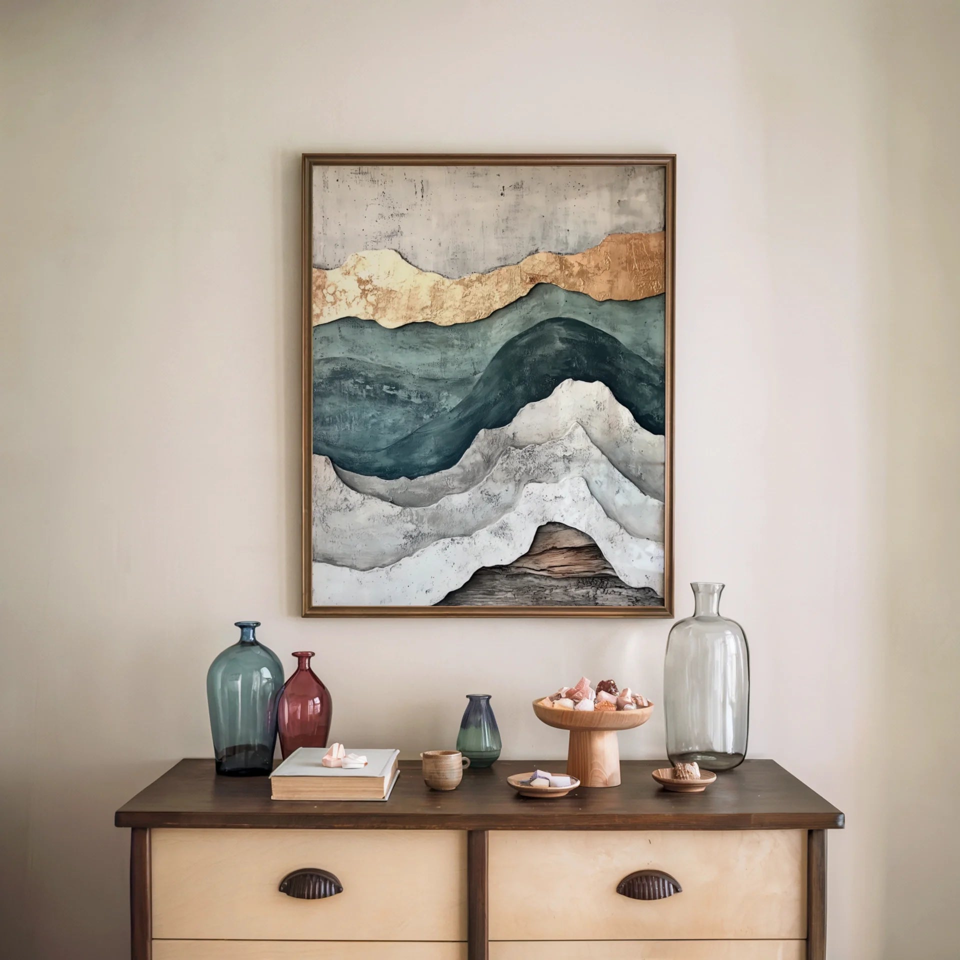 Geological Layers Earth Tone Textured in room