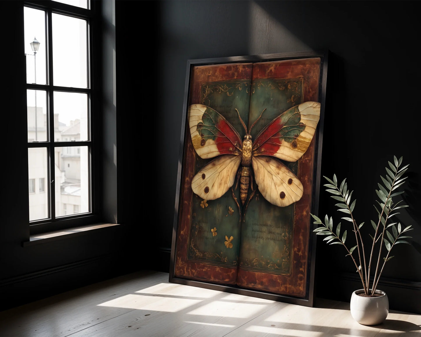 Moth Specimen Dark Academia Journal Pages in room