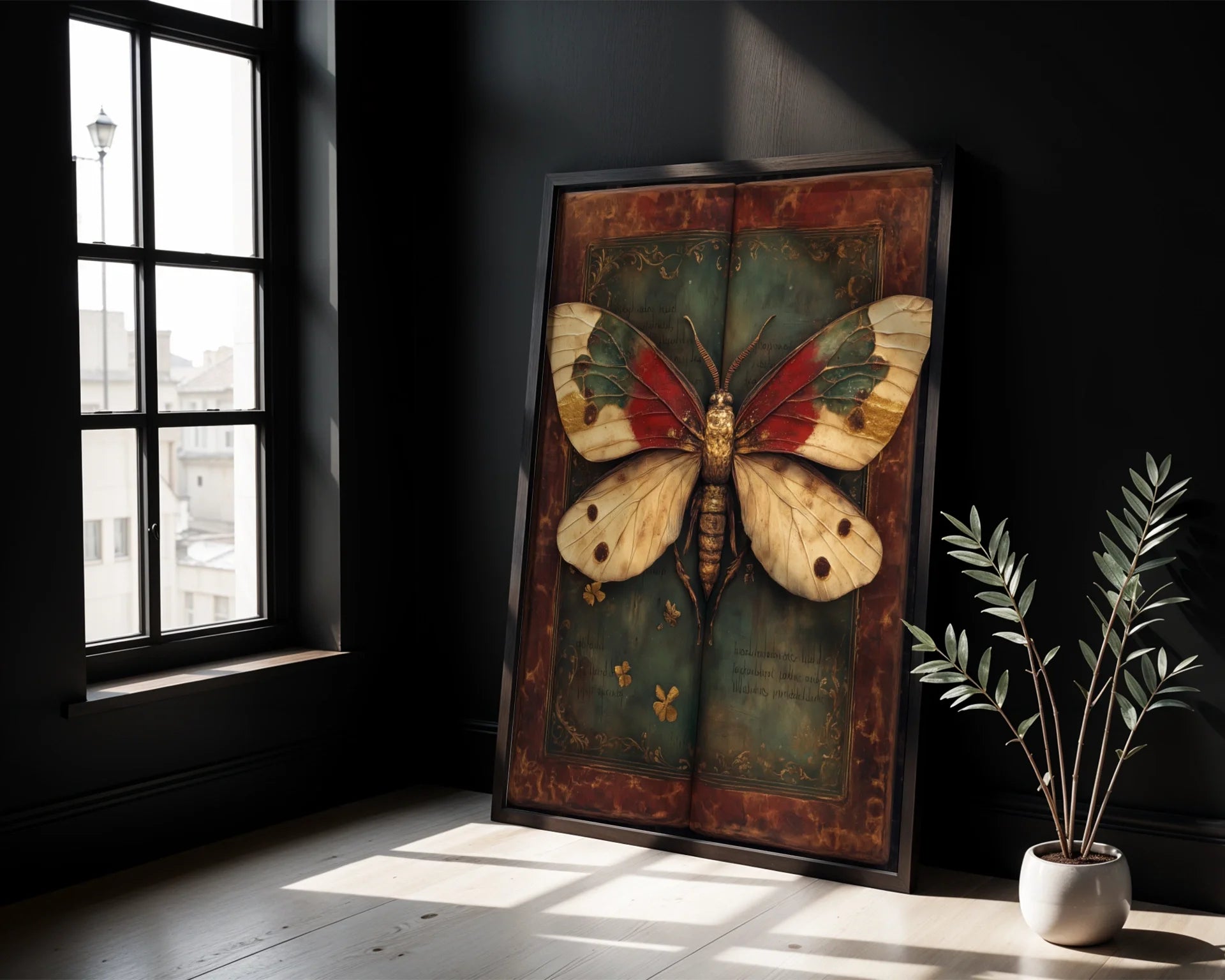 Moth Specimen Dark Academia Journal Pages in room