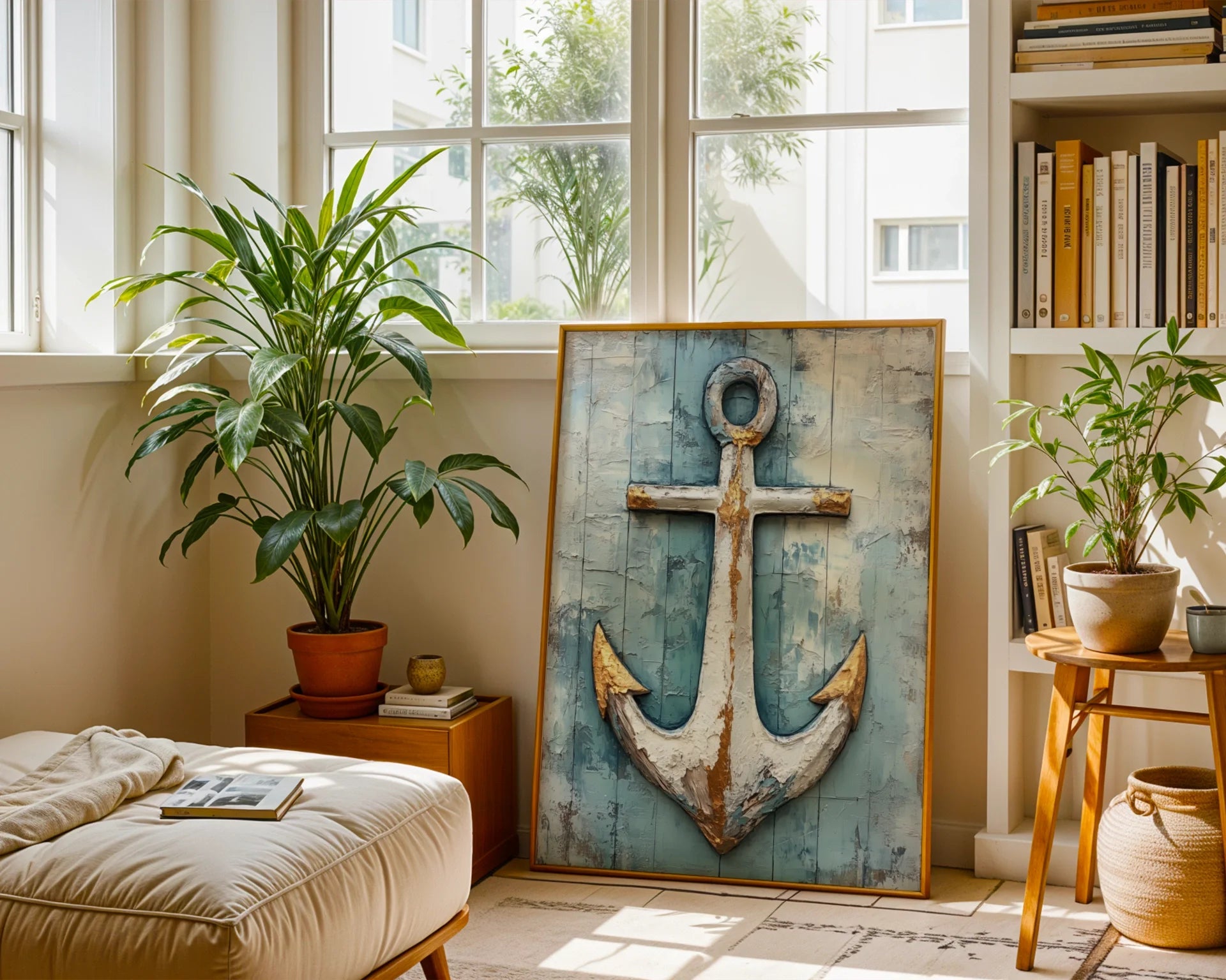 Coastal Anchor Art Salt Crusted Maritime in room
