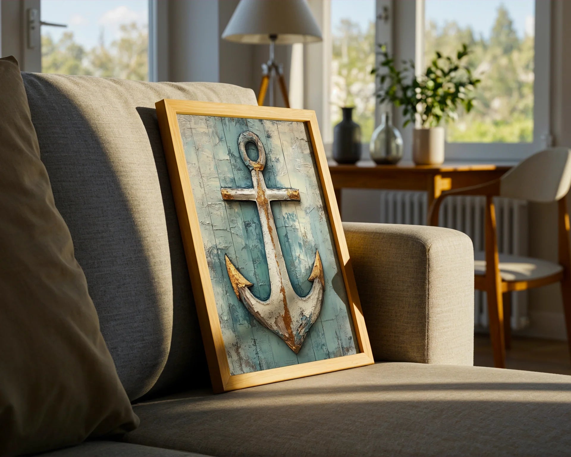 Coastal Anchor Art Salt Crusted Maritime in room