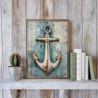 Coastal Anchor Art Salt Crusted Maritime in room