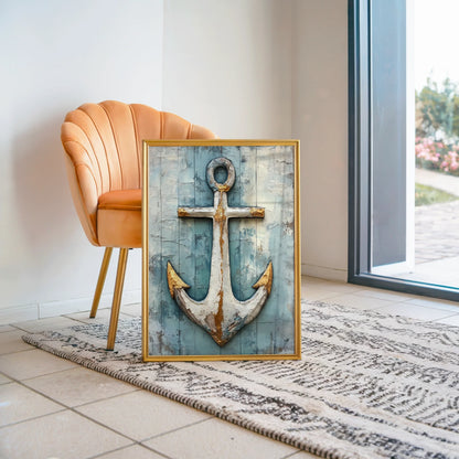 Coastal Anchor Art Salt Crusted Maritime in room