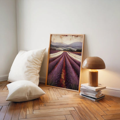 Lavender Field Painting Farmhouse Textured in room