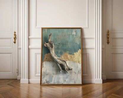 Driftwood Wall Sculpture Distressed Plaster in room
