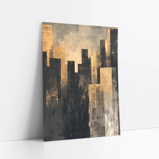 Gold Manhattan Skyline Champagne Mist art print