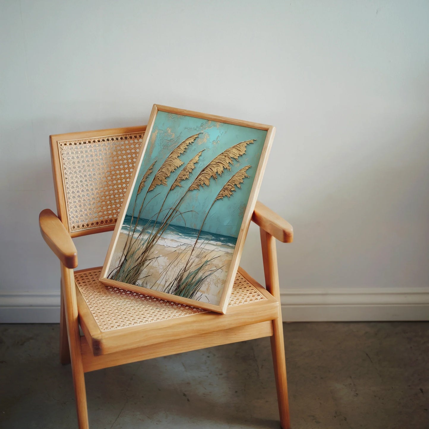 Coastal Pampas Grass Windswept Plumes Turquoise in room
