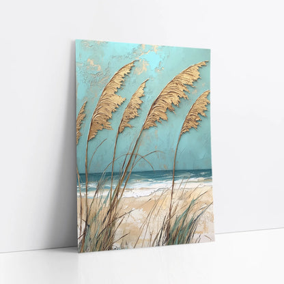 Coastal Pampas Grass Windswept Plumes Turquoise art print