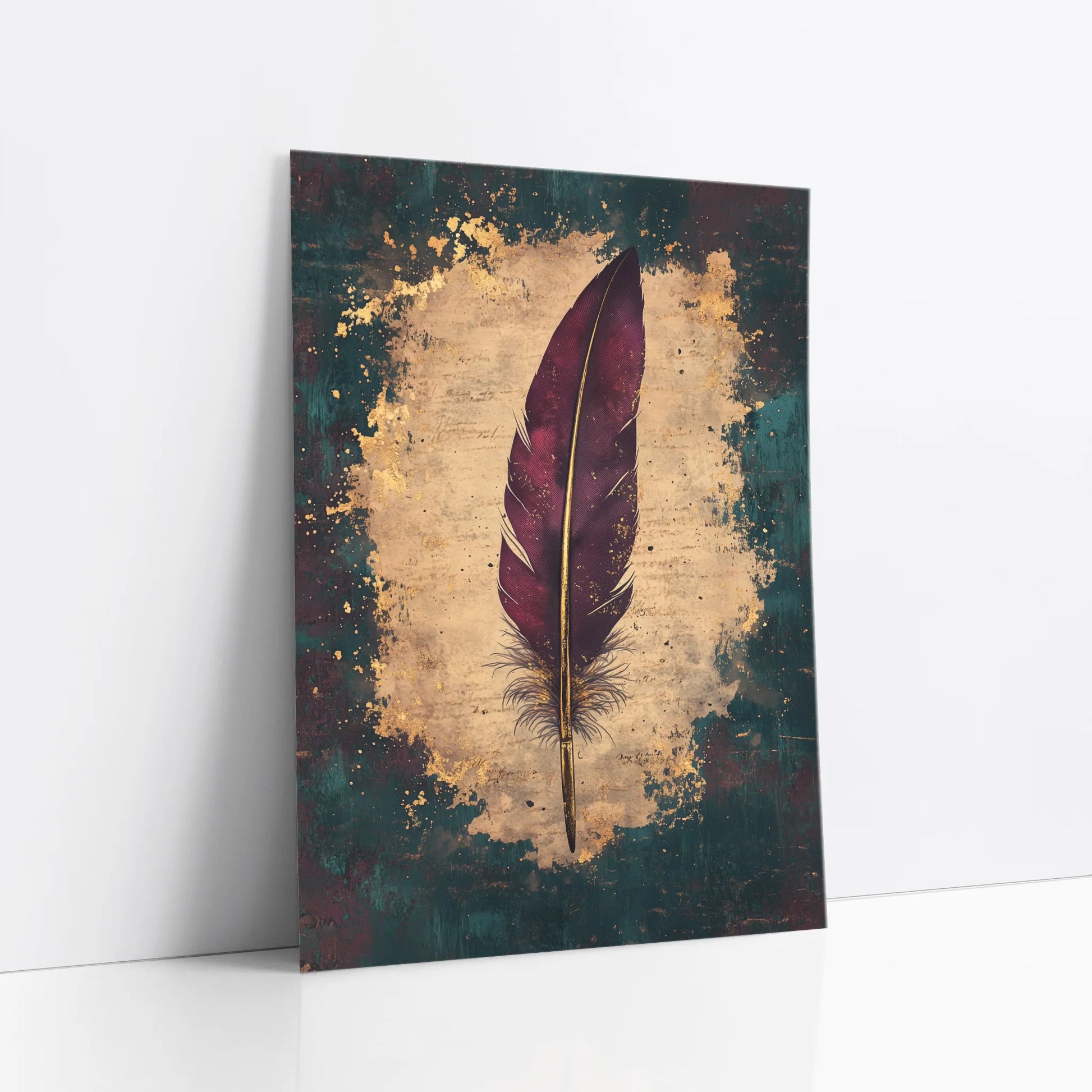 Burgundy Feather Quill Dark Academia Writer art print