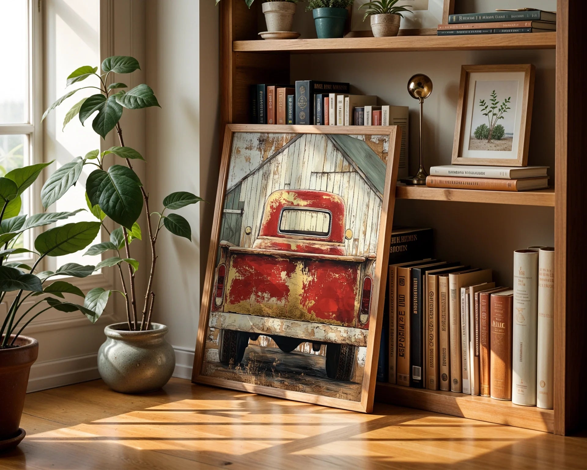 Red Truck Farmhouse Dissolving Barn Sanctuary in room