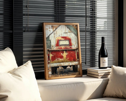Red Truck Farmhouse Dissolving Barn Sanctuary in room