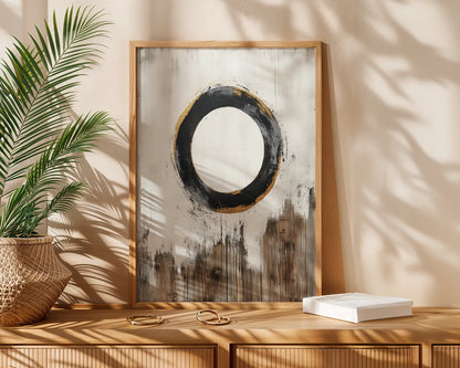 Zen Enso Circle Japandi Dripping Paint in room