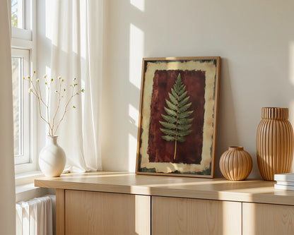 Botanical Fern Specimen Dark Academia Print in room