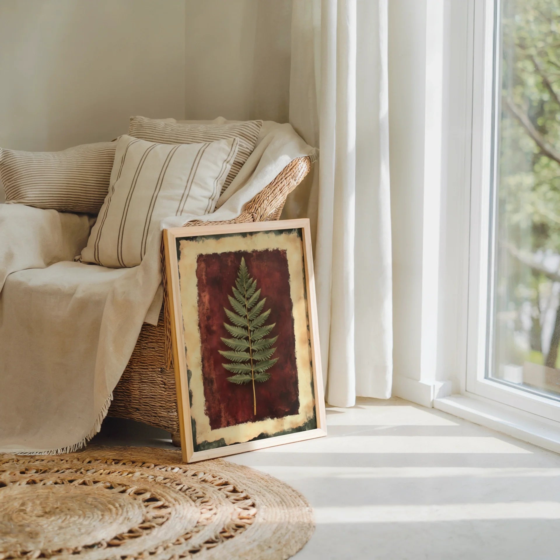 Botanical Fern Specimen Dark Academia Print in room