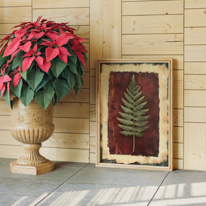 Botanical Fern Specimen Dark Academia Print in room