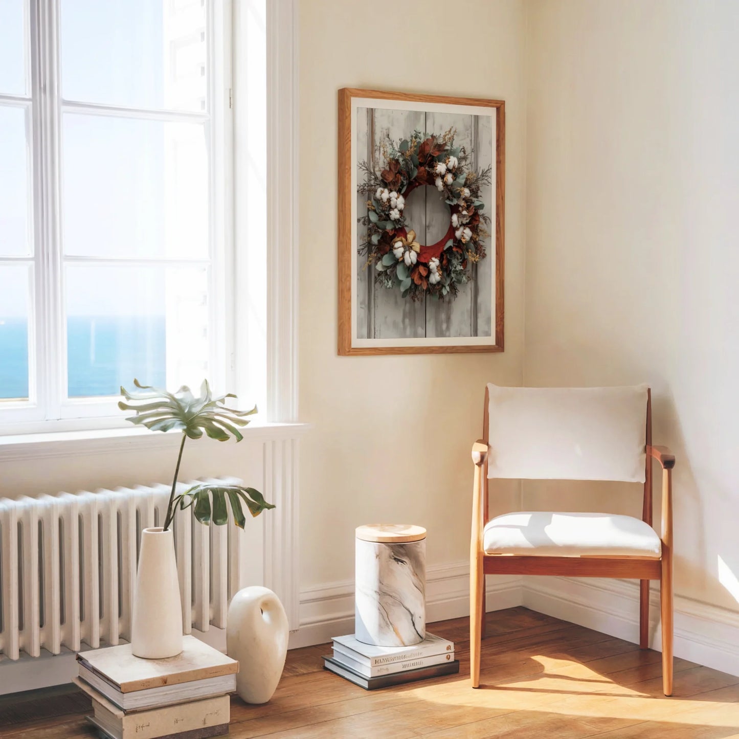 Cotton Wreath Farmhouse Barn Door in room