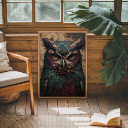 Ancient Owl Bronze Eyes Cathedral Stone in room