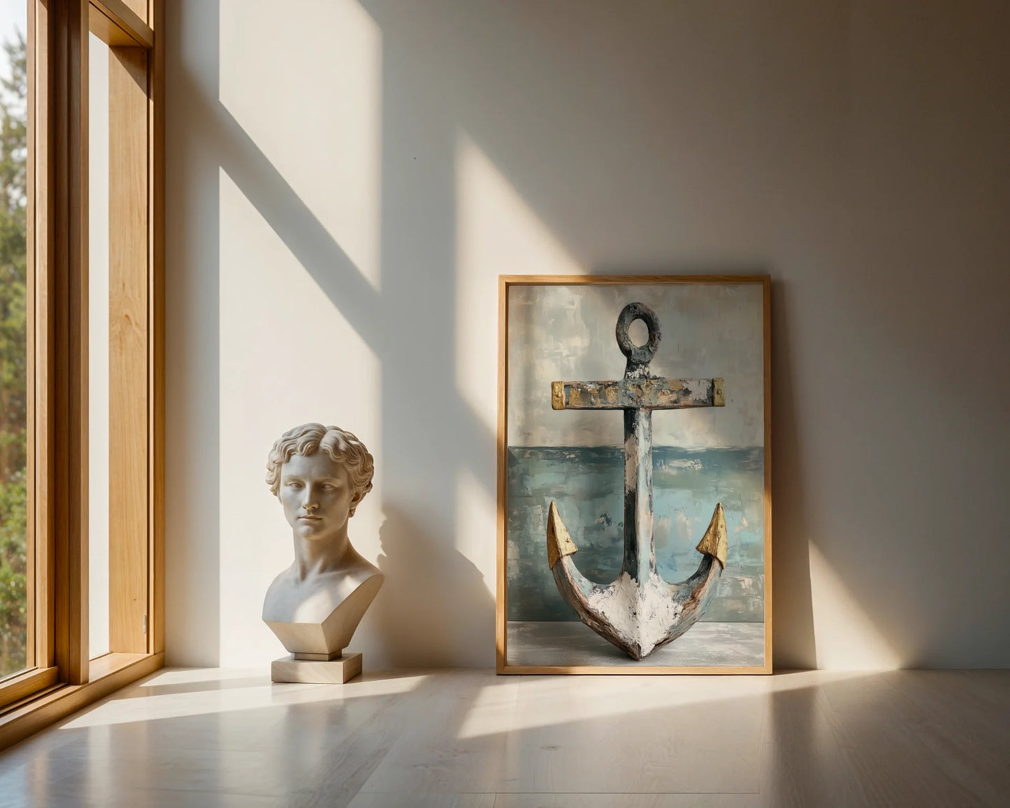 Nautical Anchor Gold Accents Coastal in room