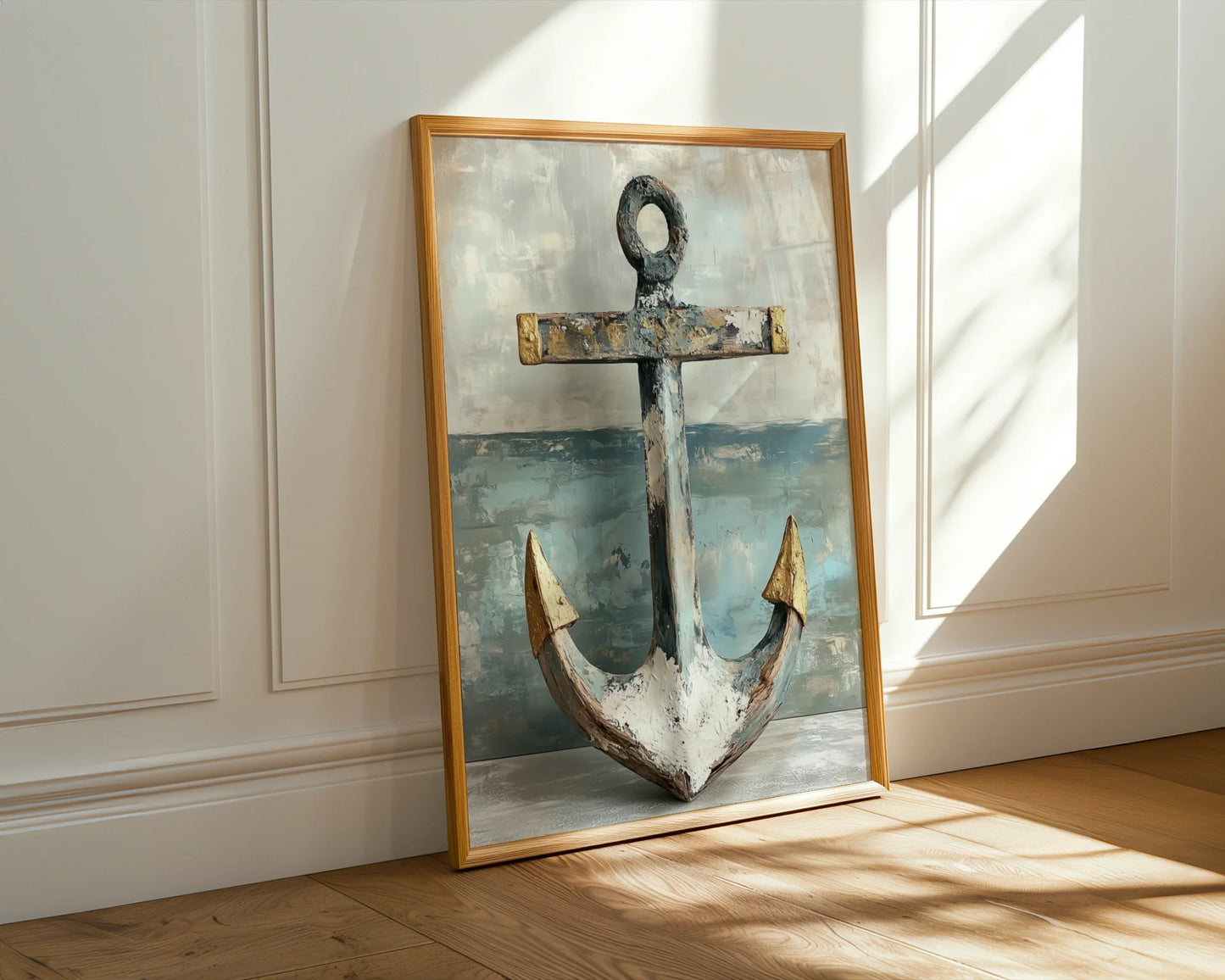 Nautical Anchor Gold Accents Coastal in room