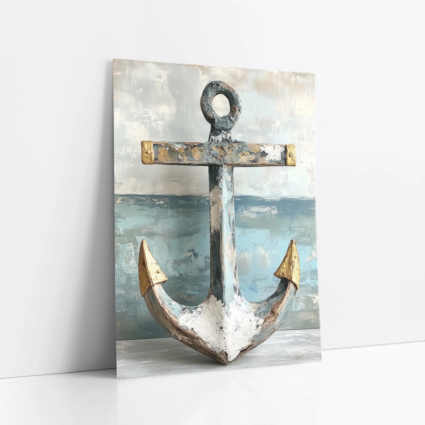 Nautical Anchor Gold Accents Coastal art print