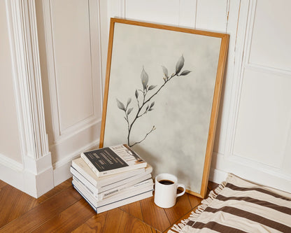 Eucalyptus Branch Art Japandi Silver-Green in room