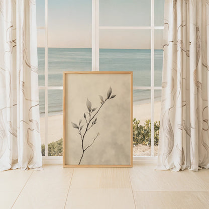 Eucalyptus Branch Art Japandi Silver-Green in room