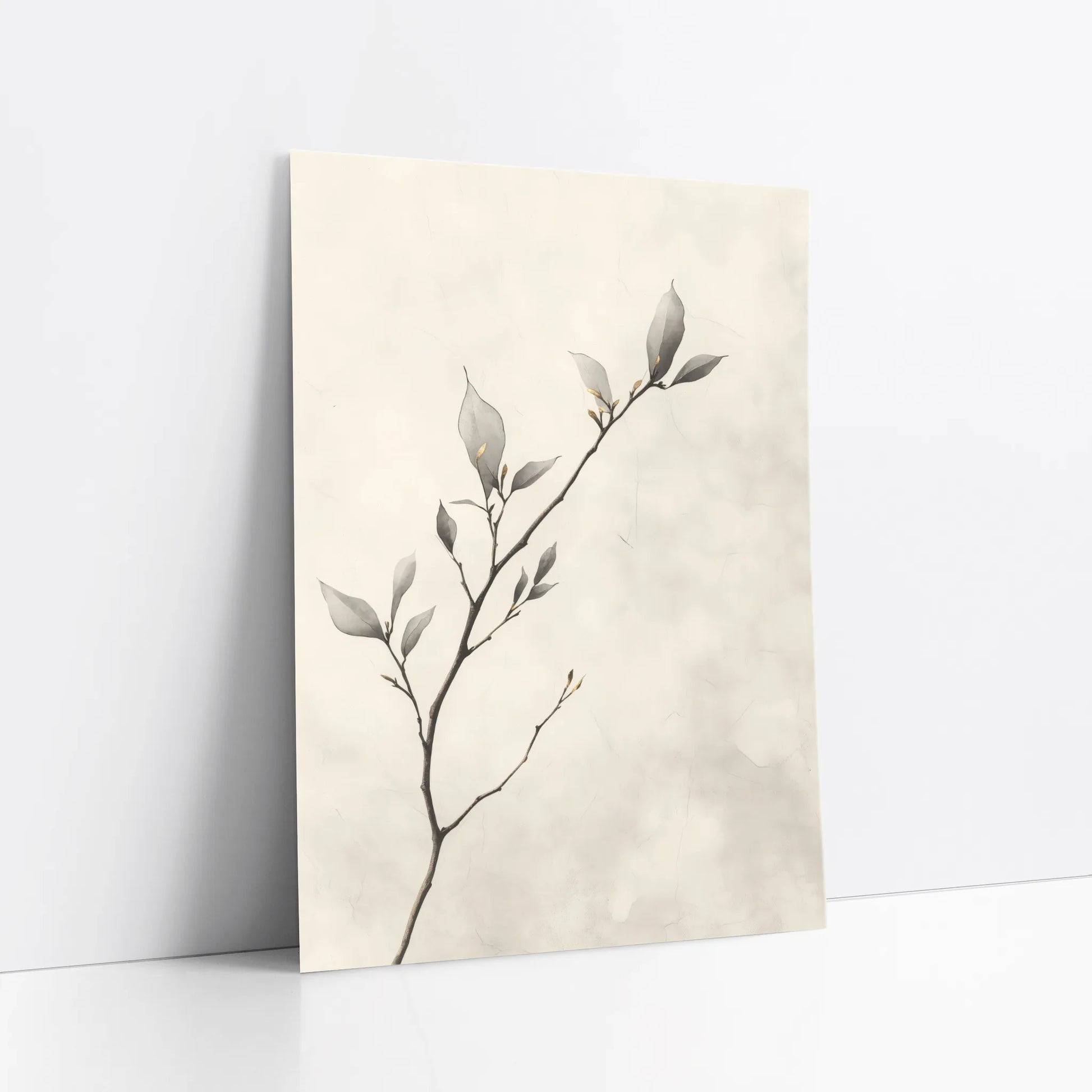 Eucalyptus Branch Art Japandi Silver-Green art print