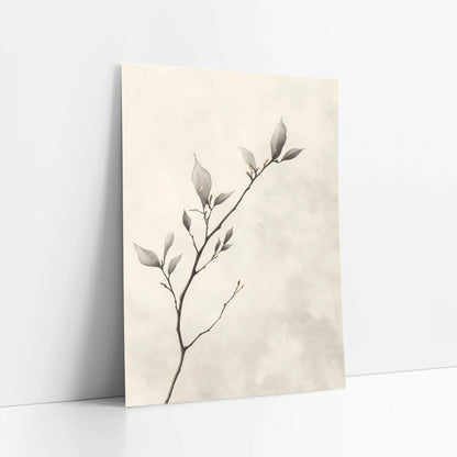 Eucalyptus Branch Art Japandi Silver-Green art print