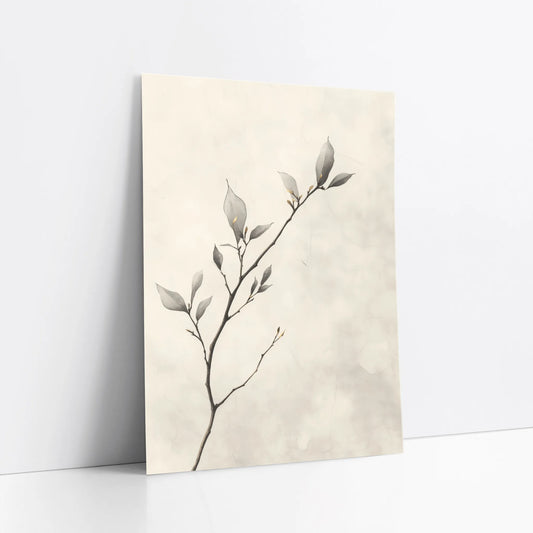 Eucalyptus Branch Art Japandi Silver-Green art print