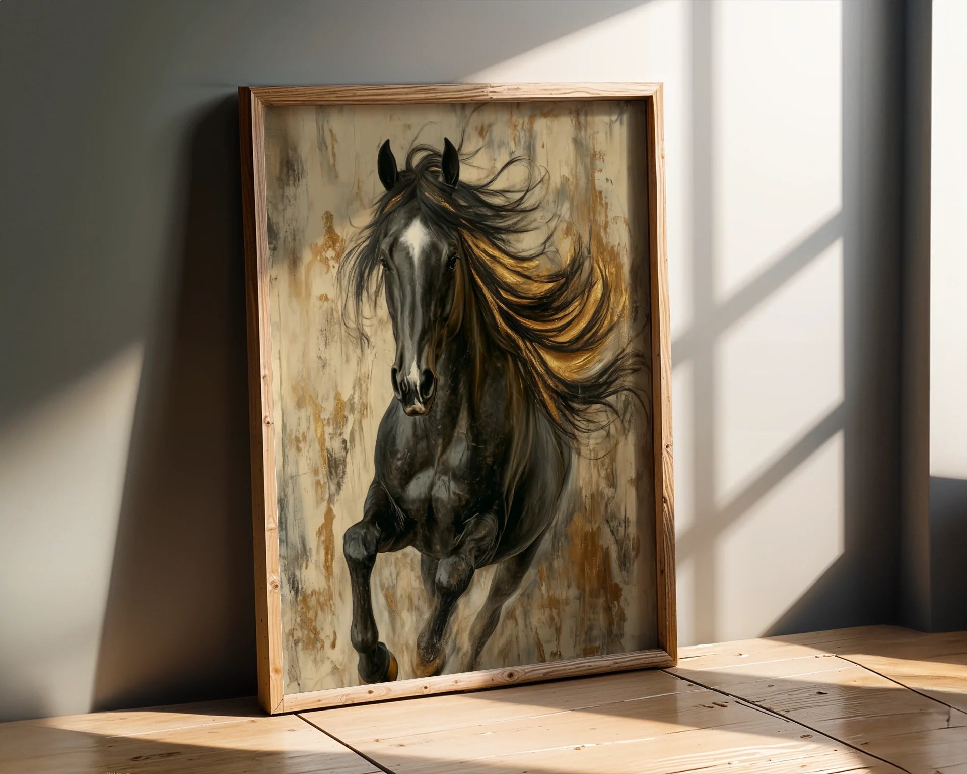 Dark Horse Golden Mane Luxury Textured in room
