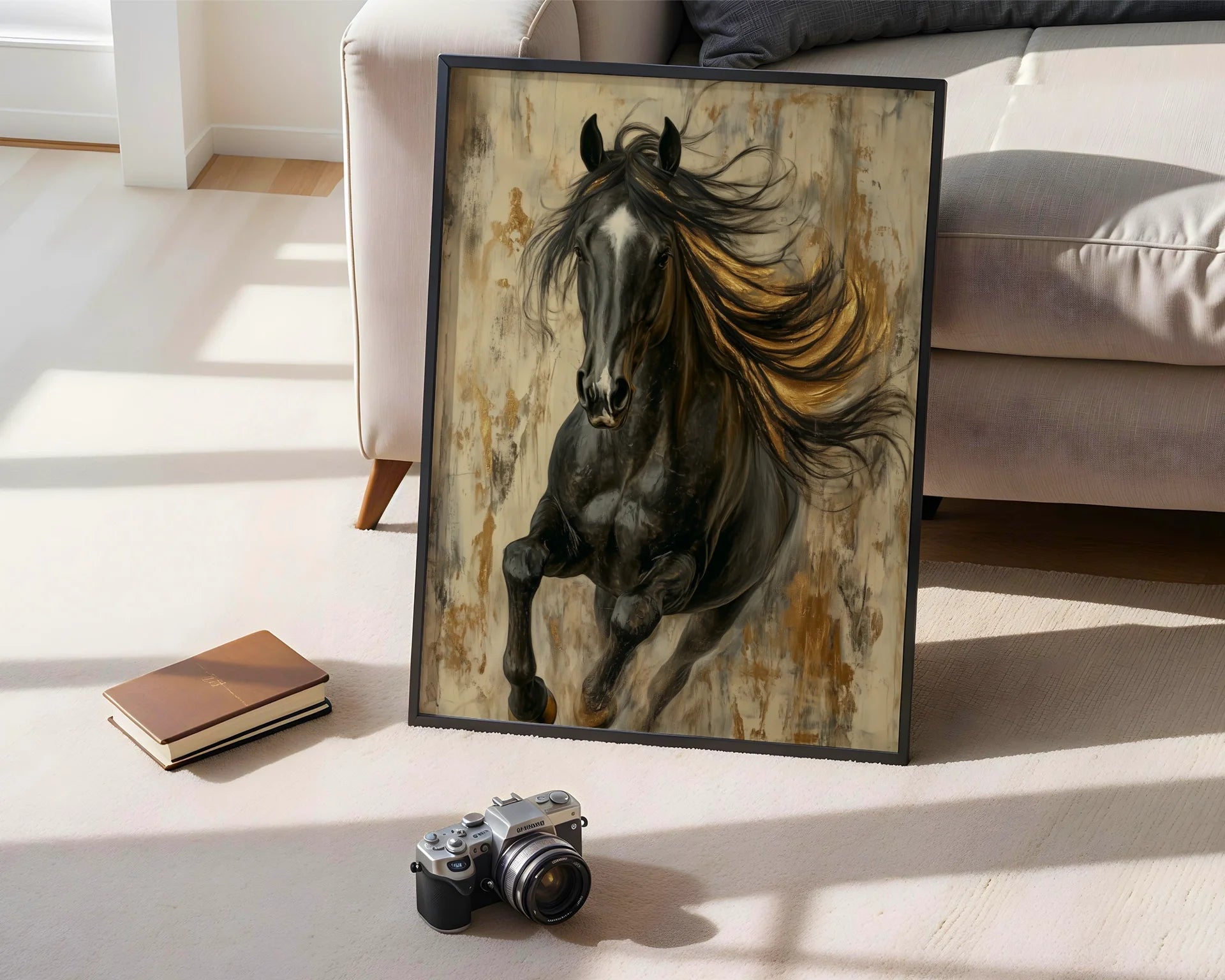 Dark Horse Golden Mane Luxury Textured in room