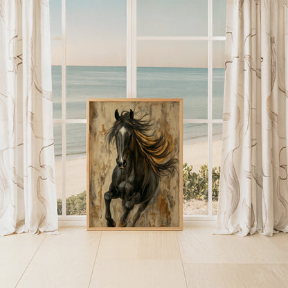 Dark Horse Golden Mane Luxury Textured in room