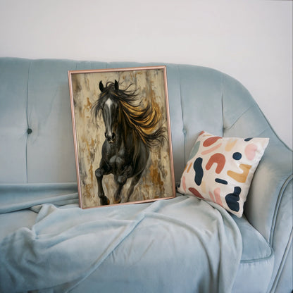 Dark Horse Golden Mane Luxury Textured in room