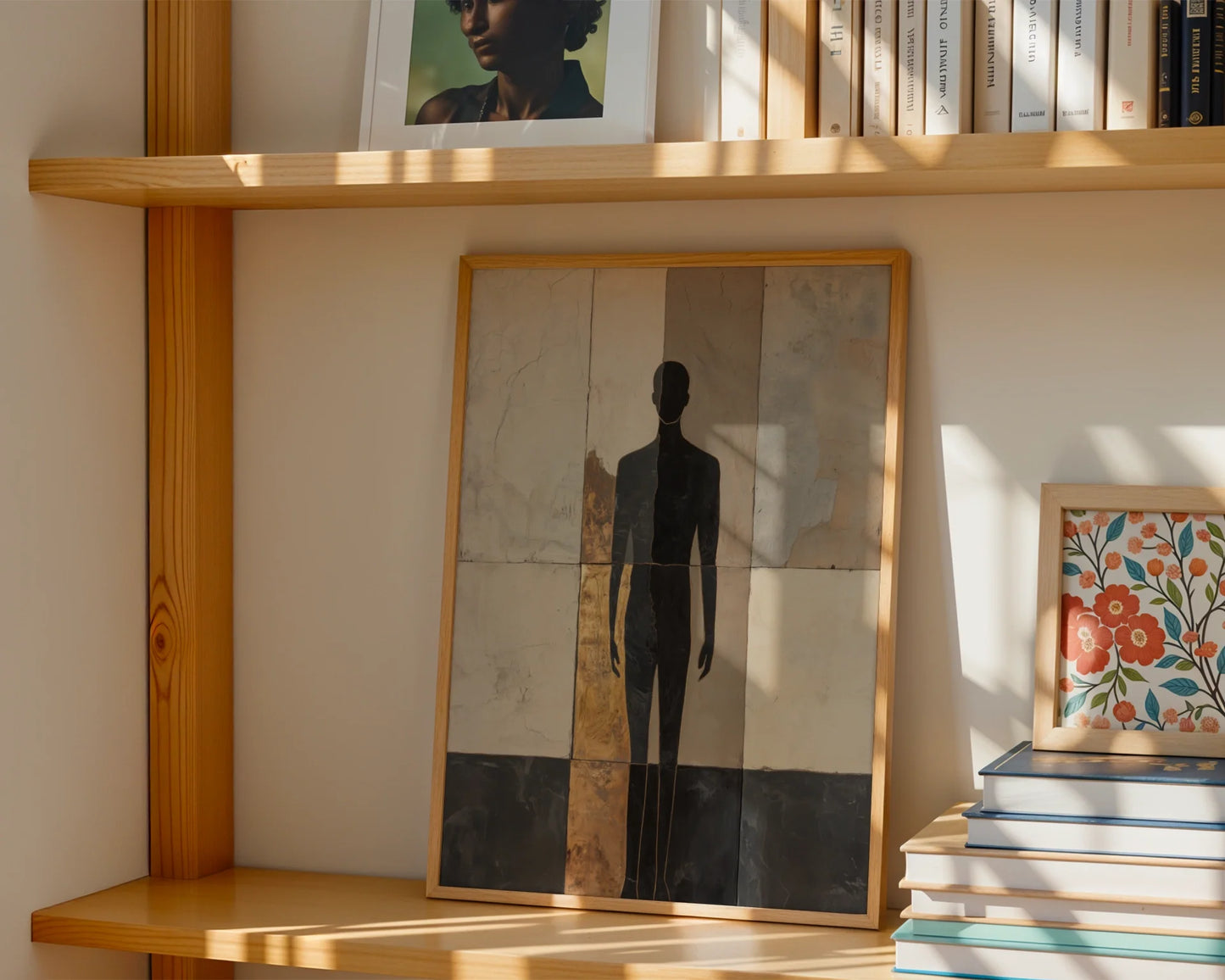 Marble Texture Silhouette Fragmented Human Form in room
