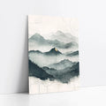 Misty Mountain Watercolor Gold Accent Japandi art print