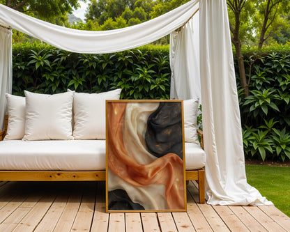 Luxury Silk Texture Copper Black Abstract in room