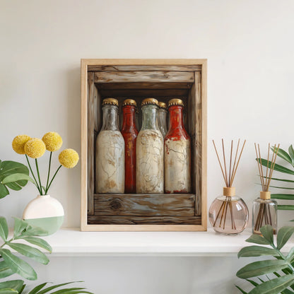 Apothecary Bottles Farmhouse Wooden Crate in room
