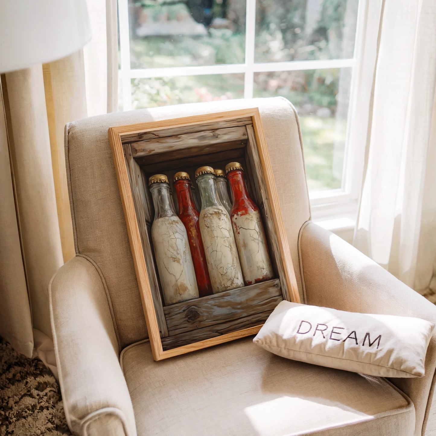Apothecary Bottles Farmhouse Wooden Crate in room
