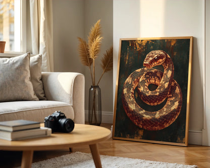 Ancient Serpent Coiled Snake Dark Academia in room